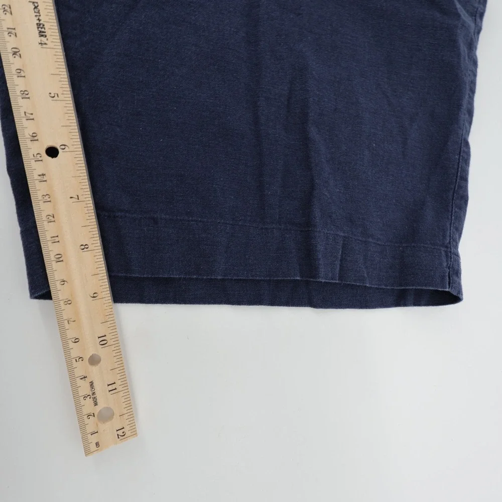 Alan Flasser Linen Rayon Blend Shorts Mens Navy Blue Flat Front Shorts Size‎ 38